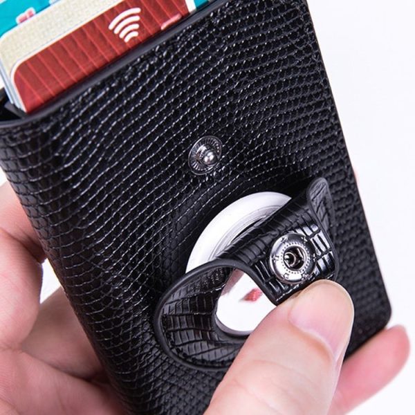 Lizard Pattern RFID Anti-Theft Card Holder With Tracker Hole For Airtag (Green) - Image 6