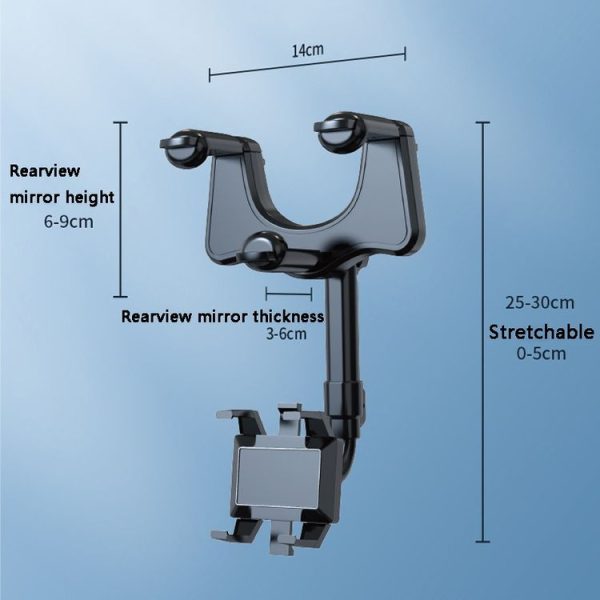ZJ099 360 Degree Rotating Car Rearview Mirror Phone Holder (Classic Black) - Image 3