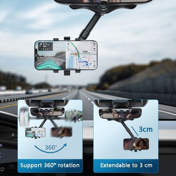 ZJ099 360 Degree Rotating Car Rearview Mirror Phone Holder (Classic Black) - Image 4