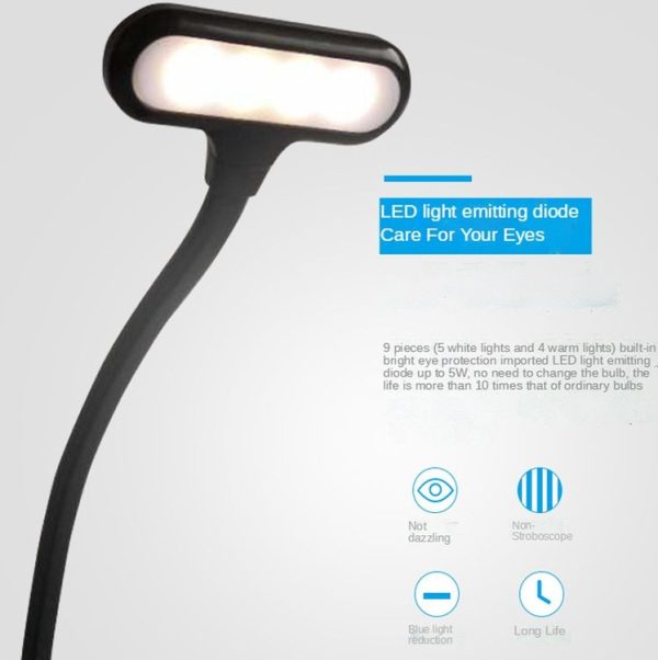 8021 Mini Book Clip Light LED Music Score Eye Protection Reading Lamp (Black) - Image 4