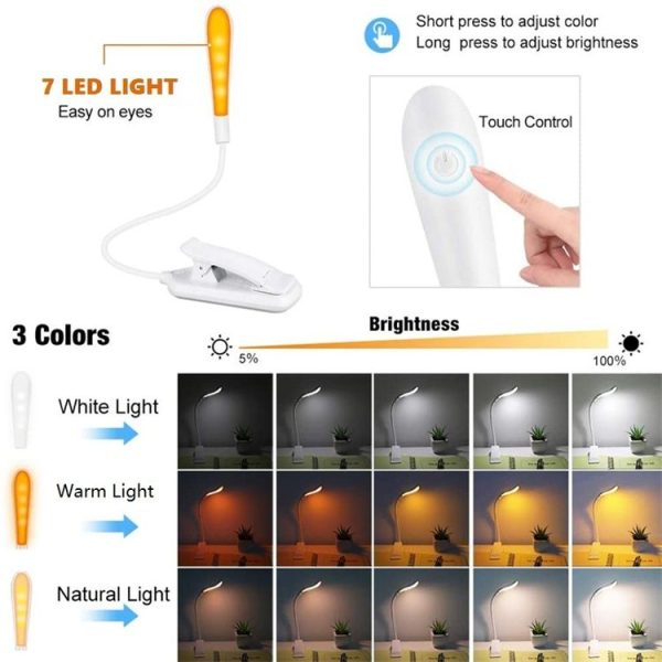 8027D-2 7 Beads LED Eye Protection Reading Folding Book Clip Light (Black) - Image 3
