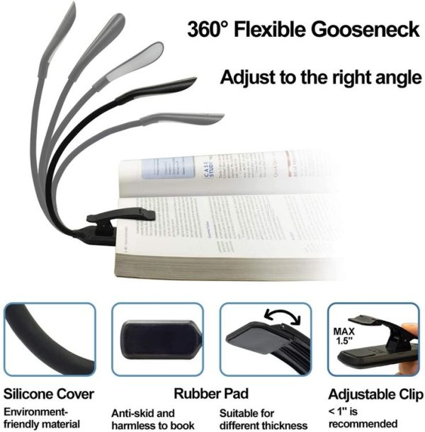 8027D-2 7 Beads LED Eye Protection Reading Folding Book Clip Light (Black) - Image 6
