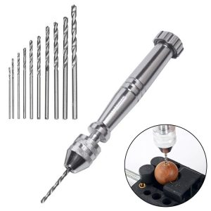 Hand Twist Drill + 10 Drills Aluminum Slloy Hand Drill Punch