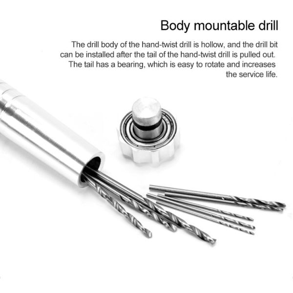 Hand Twist Drill + 10 Drills Aluminum Slloy Hand Drill Punch - Image 3