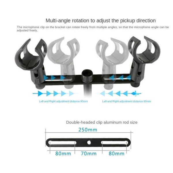 A16 Double-headed Microphone Clip Aluminum Pole Microphone Accessories - Image 2