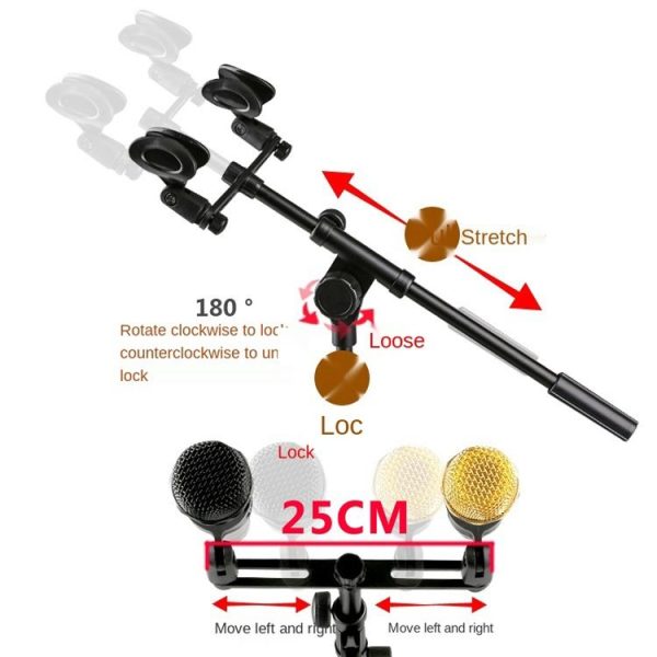 A16 Double-headed Microphone Clip Aluminum Pole Microphone Accessories - Image 4