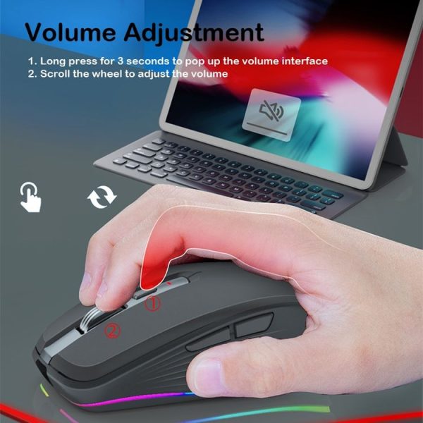 Fmouse M303 2400DPI Bluetooth&2.4G Dual Modes Rechargeable RGB Mouse (Gray) - Image 4