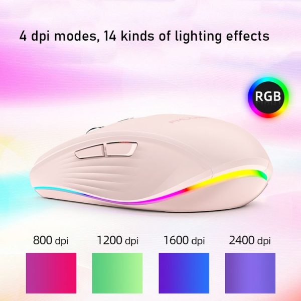Fmouse M303 2400DPI Bluetooth&2.4G Dual Modes Rechargeable RGB Mouse (Gray) - Image 5