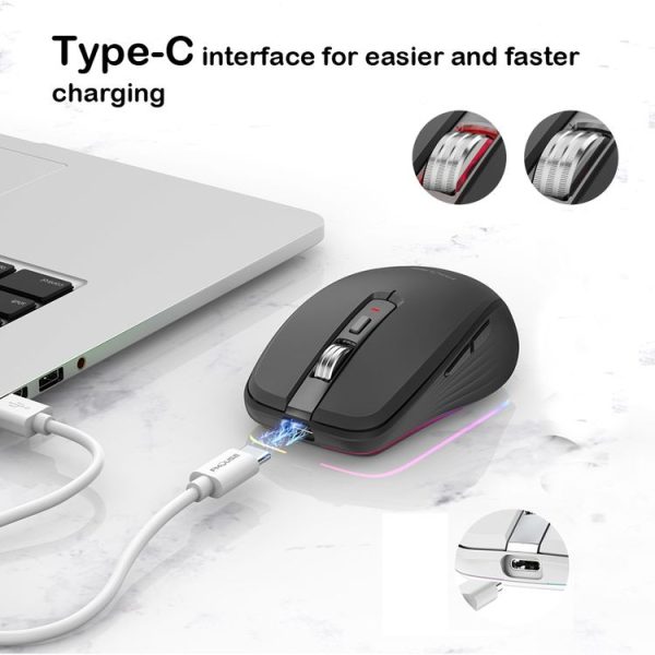 Fmouse M303 2400DPI Bluetooth&2.4G Dual Modes Rechargeable RGB Mouse (Gray) - Image 7