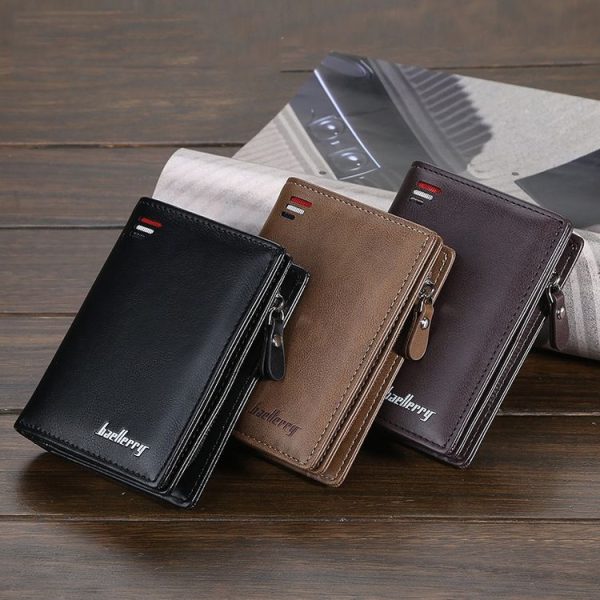 Baellerry D3216 Men Short Vertical Multi-Card Snap Coin Purse (Black) - Image 2