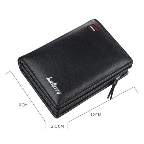 Baellerry D3216 Men Short Vertical Multi-Card Snap Coin Purse (Black) - Image 3