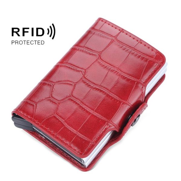 Baellerry K9171 RFID Anti-Magnetic Card Holder Crocodile Pattern Card Holder (Red)