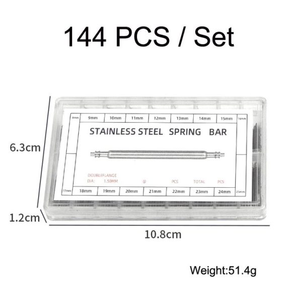 144 PCS / Set 8-25mm Strap Connecting Shaft Stainless Steel Watch Spring Bar - Image 2