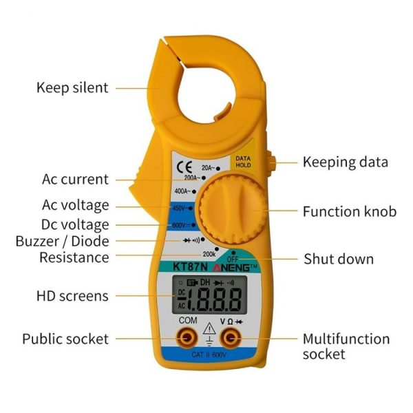 ANENG KT-87N Clamp Voltage And Current Measuring Multimeter (Yellow) - Image 4