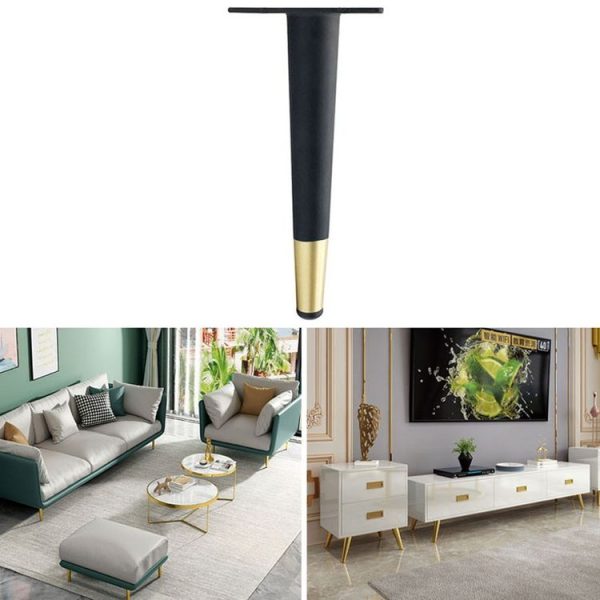 LH-ZT-0001 Cone Round Tube Furniture Support Legs, Style: Straight Cone Height 10cm (Black Gold)