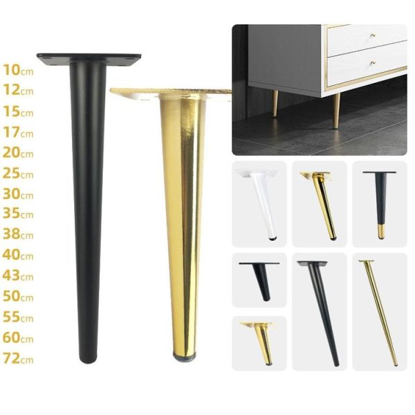 LH-ZT-0001 Cone Round Tube Furniture Support Legs, Style: Straight Cone Height 10cm (Black Gold) - Image 2
