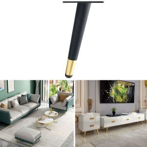 LH-ZT-0001 Cone Round Tube Furniture Support Legs, Style: Oblique Cone Height 20cm (Black Gold)