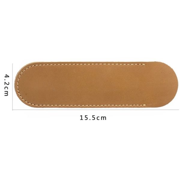 Single Pen Bag Handmade Line Pen Holder, Size: Large (Brown) - Image 5