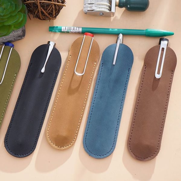 Single Pen Bag Handmade Line Pen Holder, Size: Large (Brown) - Image 6