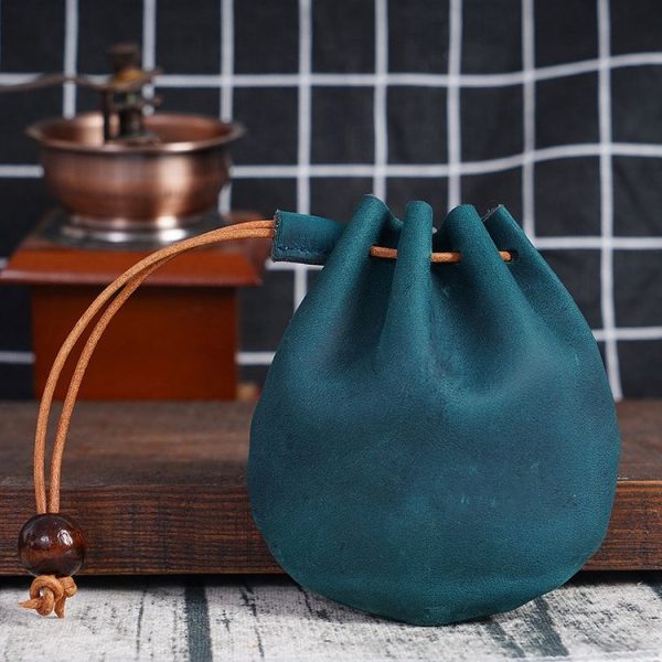 18L-107 Vintage Leather Coin Purse Mini Organizer (Blue)