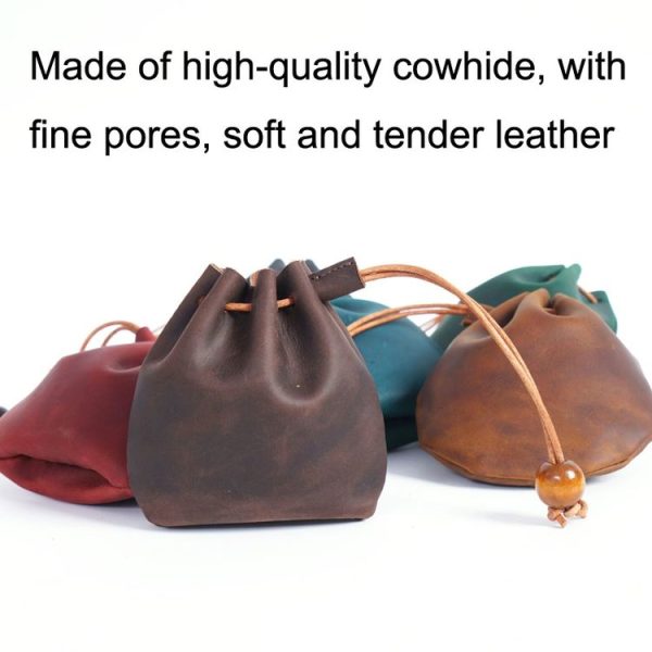 18L-107 Vintage Leather Coin Purse Mini Organizer (Blue) - Image 5