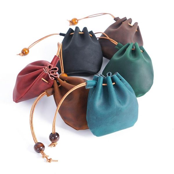 18L-107 Vintage Leather Coin Purse Mini Organizer (Blue) - Image 6