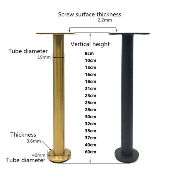 LH-TJ003 Adjustable Stainless Steel Round Tube Furniture Legs, Height: 10cm (Black Titanium) - Image 4