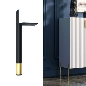 LH-D012-01 Cylindrical Metal Furniture Support Legs, Height: 20cm (Black Gold)