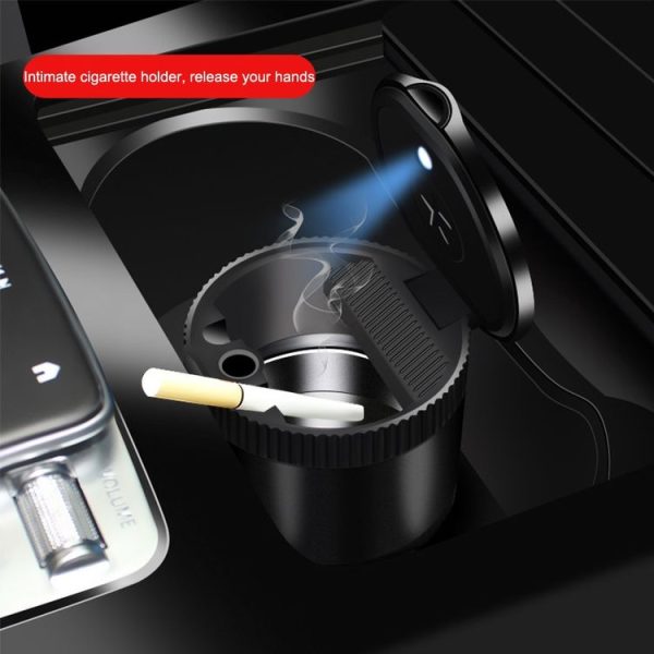 Car Ashtray With LED Ambient Light (Silver) - Image 6