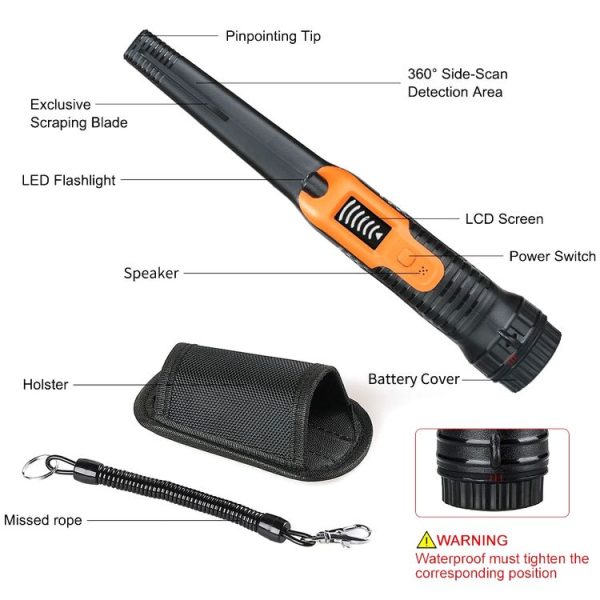 HS-12 Outdoor Handheld Treasure Hunt Metal Detector Positioning Rod (Black Orange) - Image 3
