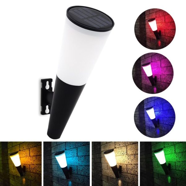 N230 Outdoor Solar Garden Circular Cone Wall Lamp, Style: Colorful Light - Image 2