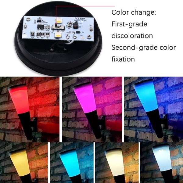 N230 Outdoor Solar Garden Circular Cone Wall Lamp, Style: Colorful Light - Image 3