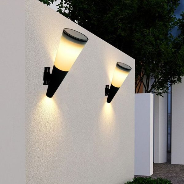 N230 Outdoor Solar Garden Circular Cone Wall Lamp, Style: Two-color Light - Image 4