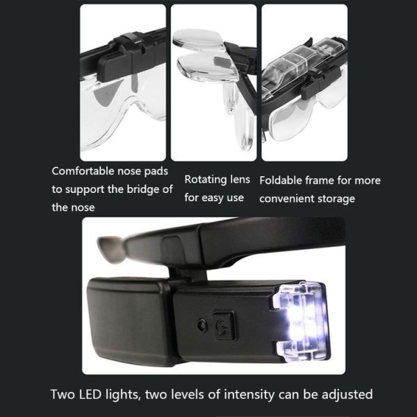 11642DC Multi-magnification Glasses-type Maintenance Rechargeable Magnifying Glass - Image 5
