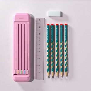 4 in 1 Pencil Eraser Ruler Stationery Box (Light Pink)