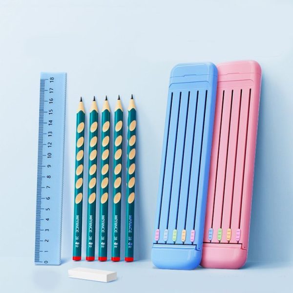 4 in 1 Pencil Eraser Ruler Stationery Box (Light Pink) - Image 2