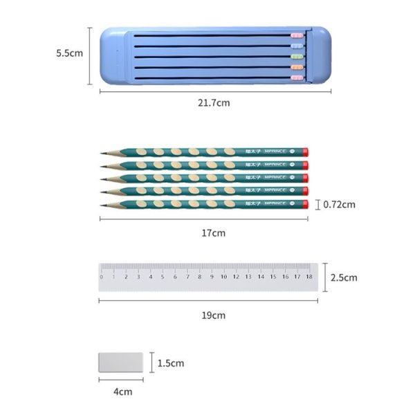 4 in 1 Pencil Eraser Ruler Stationery Box (Light Pink) - Image 3