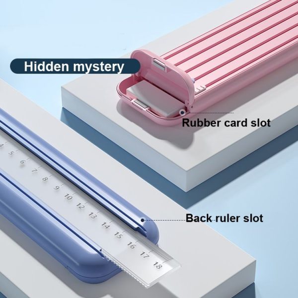 4 in 1 Pencil Eraser Ruler Stationery Box (Light Pink) - Image 5