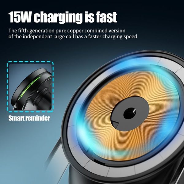 F9189 15W MagSafe Magnetic Car Lighting Wireless Charger (Black) - Image 4