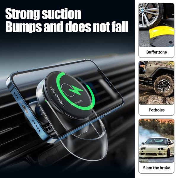 F9189 15W MagSafe Magnetic Car Lighting Wireless Charger (Black) - Image 6