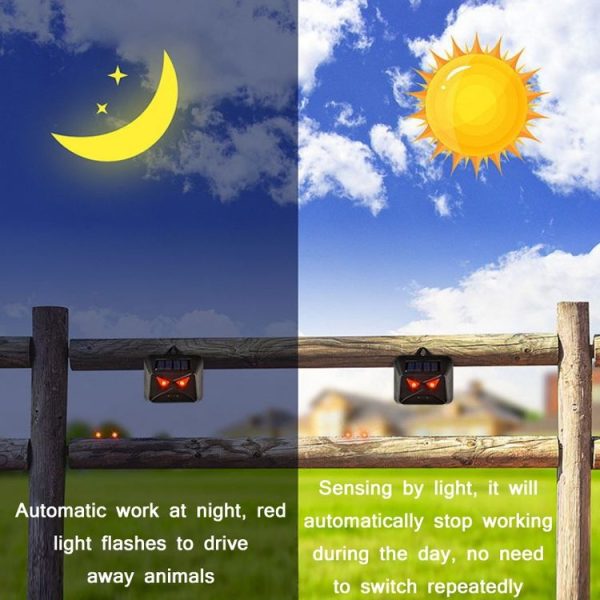 209A Solar High Frequency Flash Nocturnal Animal Repeller (Black Owl) - Image 3