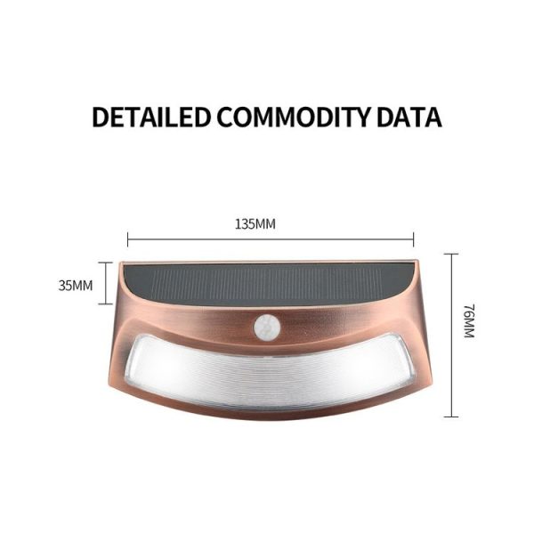 Red Copper Human Body Induction Solar Wall Light (White Light) - Image 3