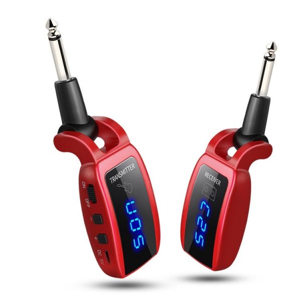 U12DX 6.35mm Jack Wireless Guitar Transmitter Receiver Rechargeable Adapter (Red)