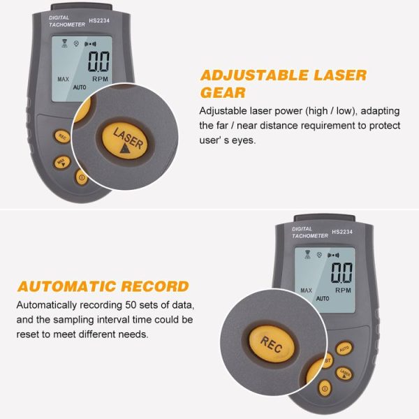 HS2234 Non-contact Laser Tachometer Digital Display Motor Tachometer - Image 6