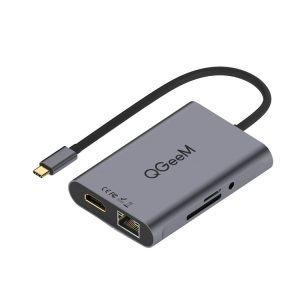 QGeeM 8 In 1 Multifunctional Type-C Extension HUB Adapter Support HDMI 4K SD / TF Network Port (QG-UH08-1)