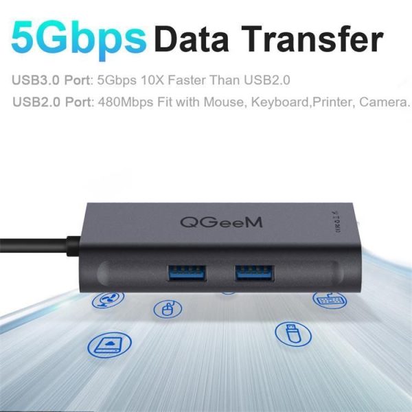 QGeeM 8 In 1 Multifunctional Type-C Extension HUB Adapter Support HDMI 4K SD / TF Network Port (QG-UH08-1) - Image 4