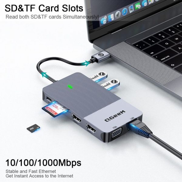 QGeeM 11 In 1 Multifunctional Type-C Extension HUB Adapter ( QG-D3908) - Image 2