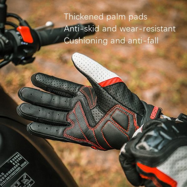 BSDDP RHA0119 Motorcycle Breathable Sheepskin Glove, Size: M (White) - Image 6
