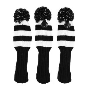 3 PCS / Set Golf Wooden Club Knitted Cover (Black)