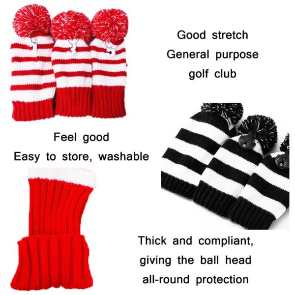 3 PCS / Set Golf Wooden Club Knitted Cover (Black) - Image 4